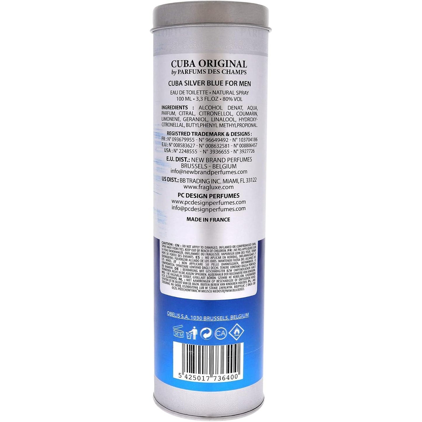 Cuba Silver Blue Caballero Des Champs 100 ml Edt Spray - Hombre