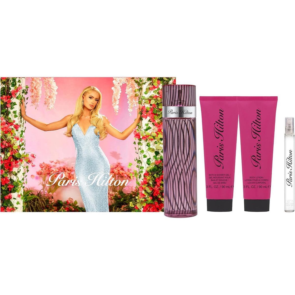Set Paris Hilton 4Pzs 100Ml Edp Spray/ Body Lotion 90Ml/ Shower Gel 90Ml/ 10Ml Edp Spray - Mujer