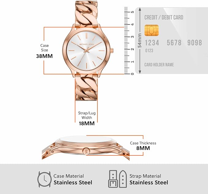 Michael Kors Reloj Mk7473 para Mujer con Diseño Elegante y Pulsera de Cadena en Color Dorado