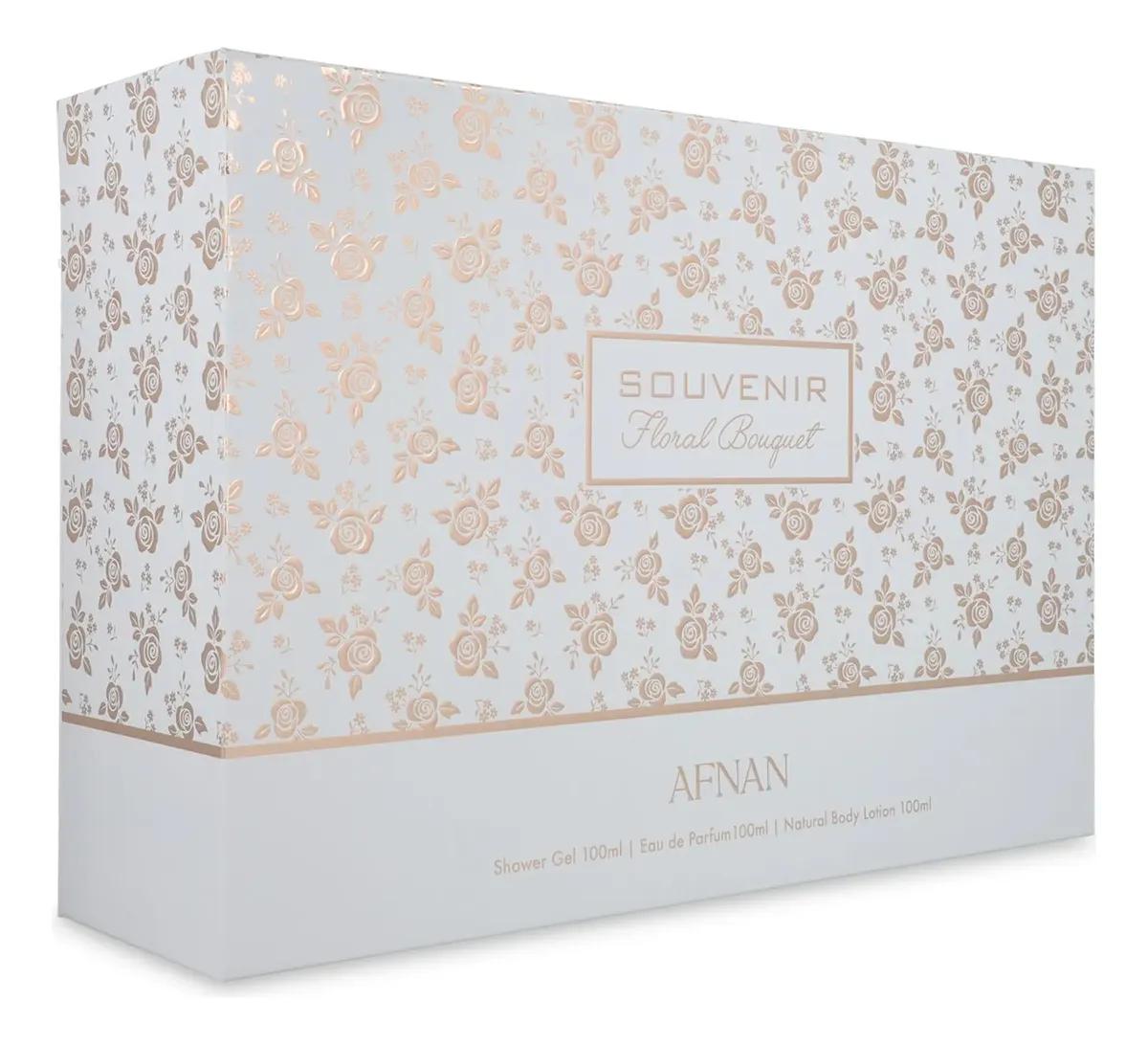 Set Afnan Souvenir Floral Bouquet 3Pzs 100Ml Edp Spray/ Body Lotion 100Ml/ Shower Gel 100Ml - Mujer