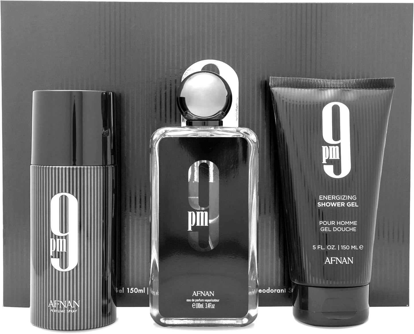 Afnan Set 9pm 3 pz para Hombre Fragancia Ámbar Vainilla con Notas de Manzana y Canela 2020