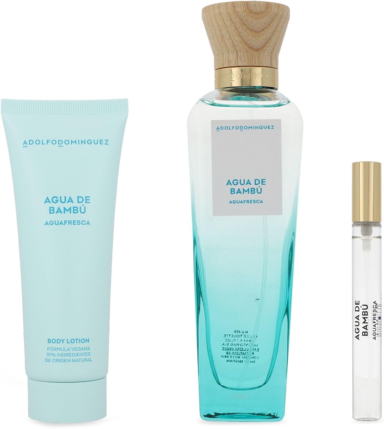 Adolfo Dominguez Set Agua De Bambu 3Pzs 120Ml Edt Spray/ Body Lotion 75Ml/ 10Ml Edt Spray - Mujer