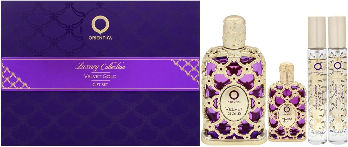 Set Orientica Luxury Collection Velvet Gold 4Pzs 80Ml Edp Spray/ 7.5Ml Edp/ 10Ml Edp Spray X2