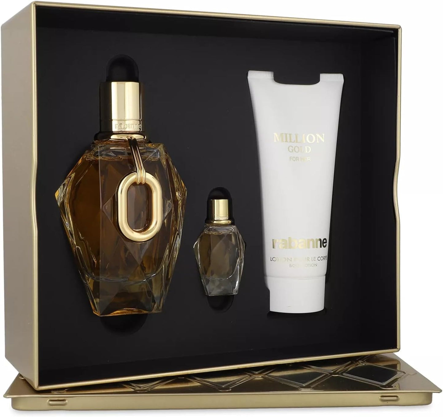 Set Million Gold For Her 3Pzs 90Ml Edp Spray/ Body Lotion 100Ml/ 5Ml Edp - Mujer