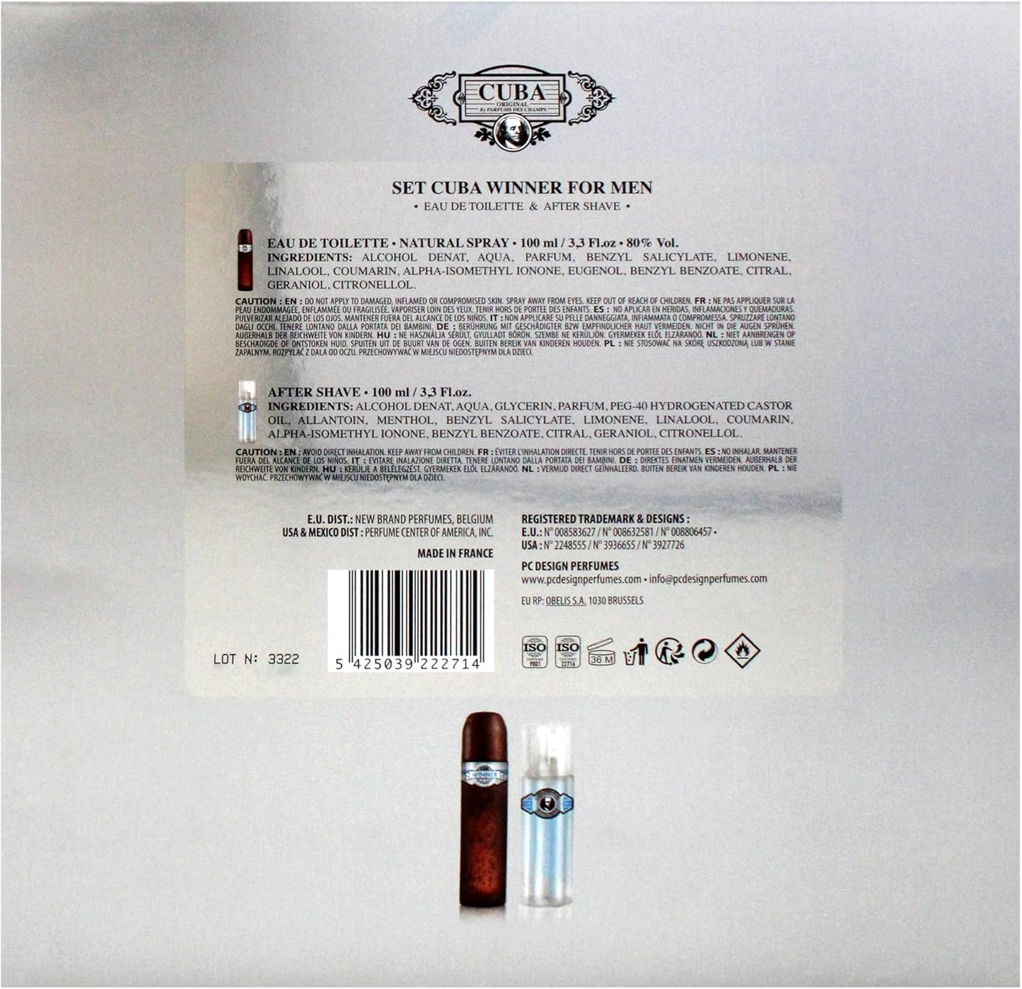 Set Cuba Winner 3Pzs 100Ml Edt Spray/ After Shave 100Ml Spray/ Llavero - Hombre