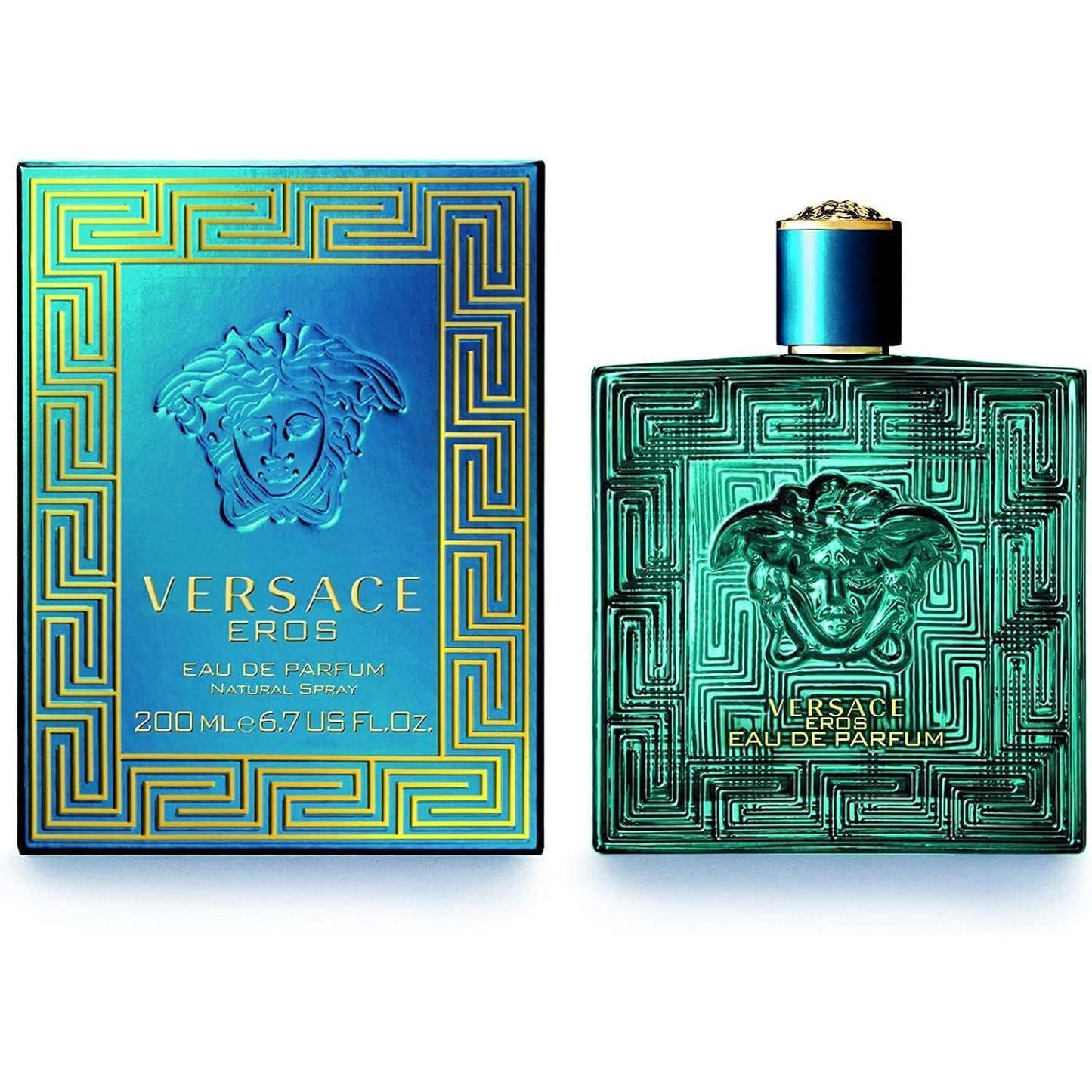 Versace Eros 200 ml Eau de Parfum para Hombre - Fragancia Ámbar Amaderada con Notas de Menta y Vainilla