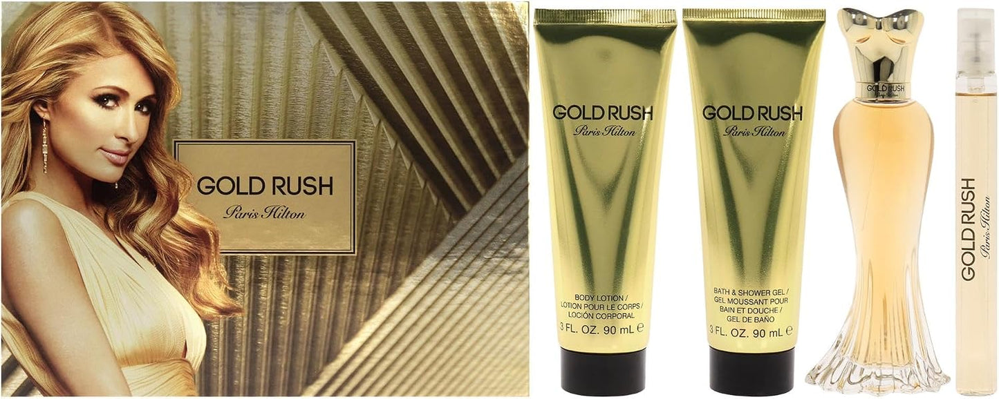 Set Paris Hilton Gold Rush 4Pzs 100Ml Edp Spray/ Body Lotion 90Ml/ Shower Gel 90Ml/ 10Ml Edp Spray - Mujer