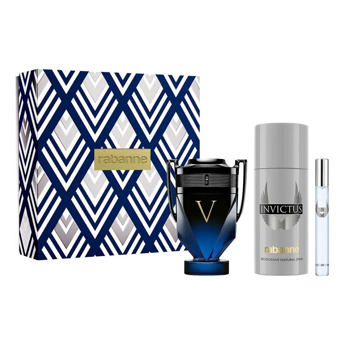 Rabanne Set Invictus Victory Elixir 3Pzs 100Ml Edp Spray/ Desodorante 150Ml Spray/ 10Ml Edt Spray - Hombre