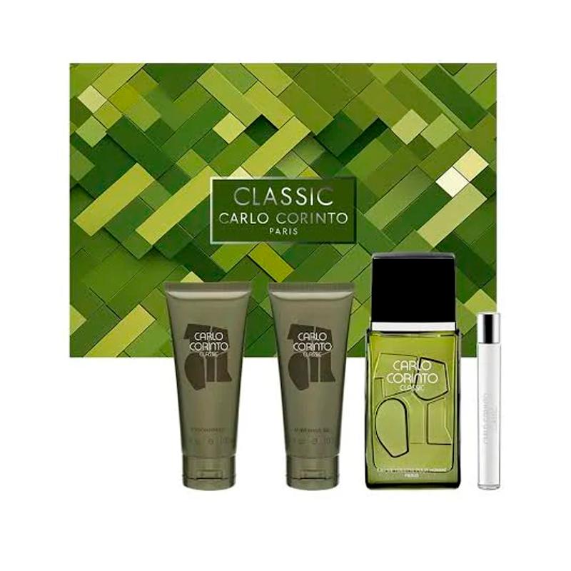 Set Carlo Corinto Classic 4Pzs 100Ml Edt Spray/ Body Shampoo 100Ml/ After Shave 100Ml/ 10Ml Edt Spray - Hombre