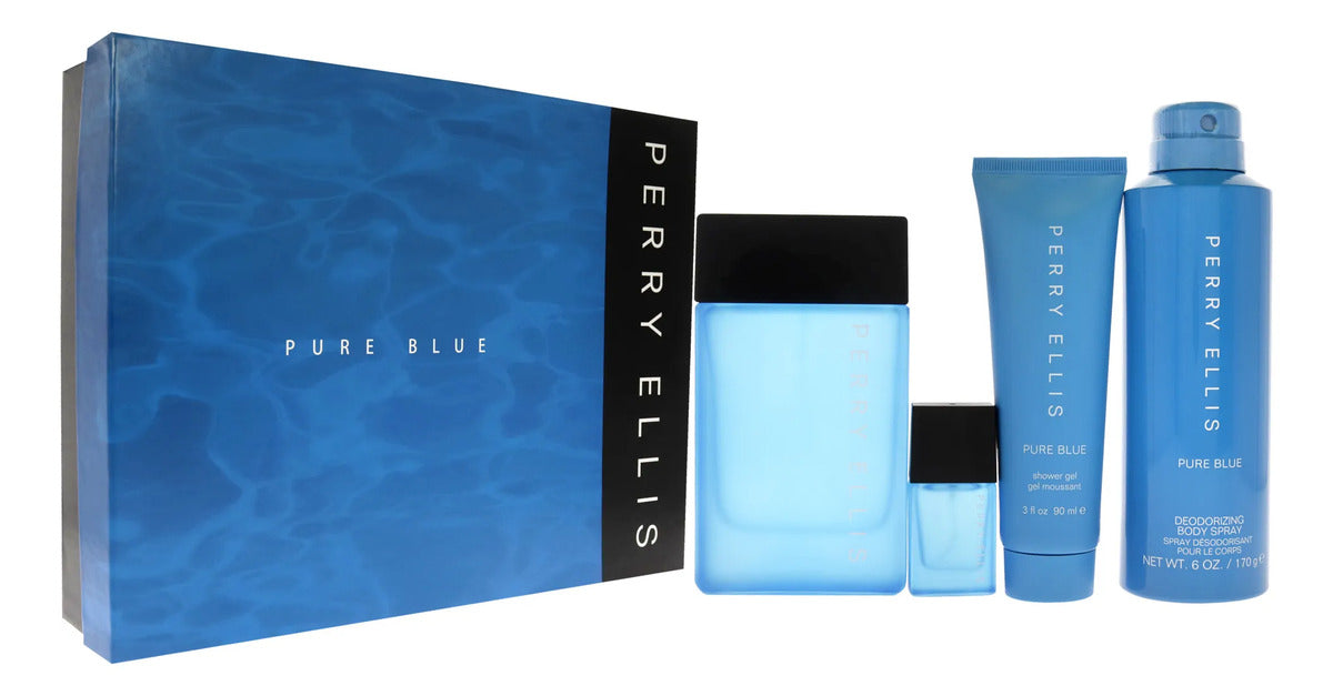 Set Perry Ellis Pure Blue Caballero Perry Elllis 4 pz - Hombre