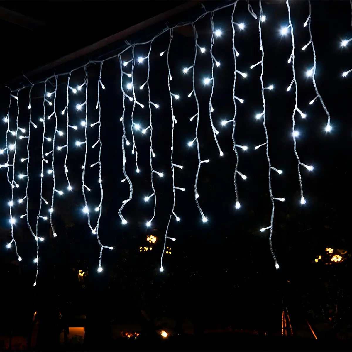 Luces Navideñas Cascada 500 Led 8 Funciones 10 Mts Blanca