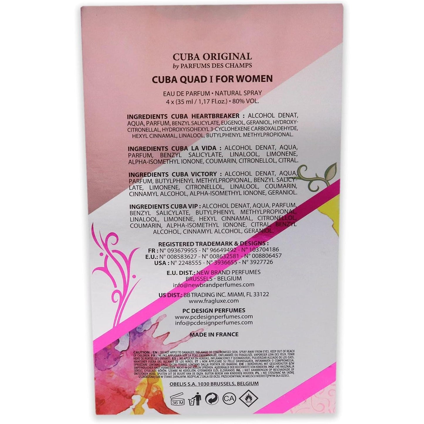 Set Cuba Quad I Des Champs 4 Pz 35 ml c/u Spray - Mujer