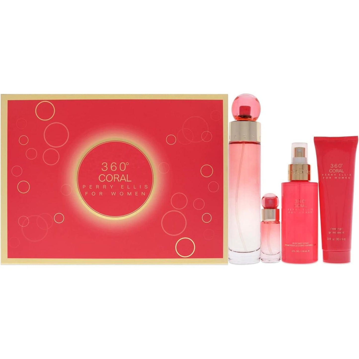 Perry Ellis Set 360 Coral 4 piezas para Mujer - Perfume y Cuidado Personal - Regalo Ideal para Ella