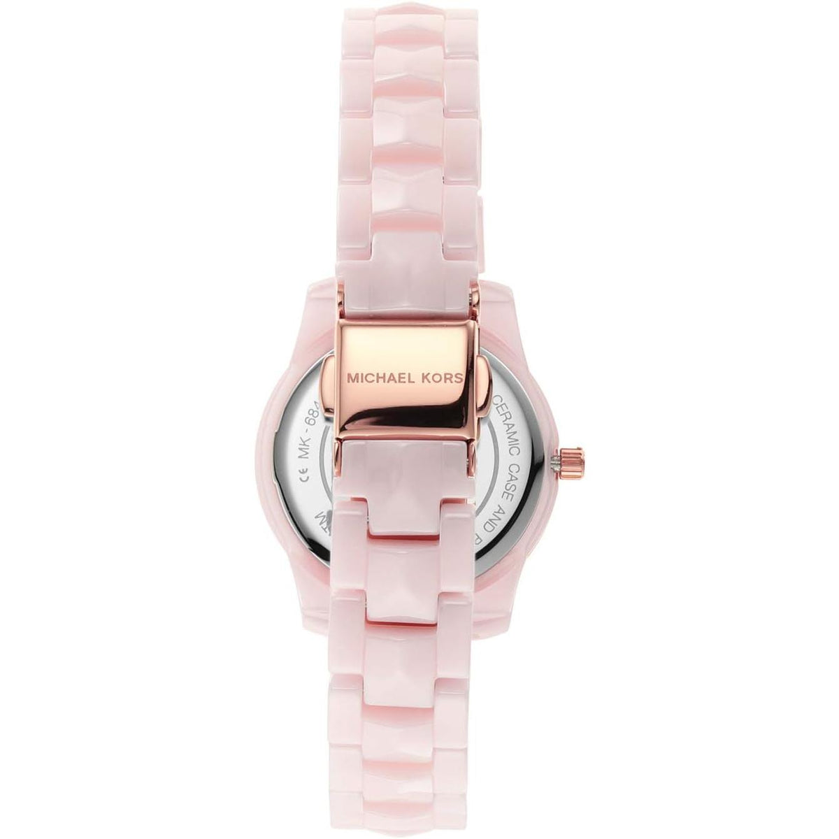 Michael Kors Reloj Rosa Dama MK6841 con Pulsera de Silicona y Detalles de Cristales