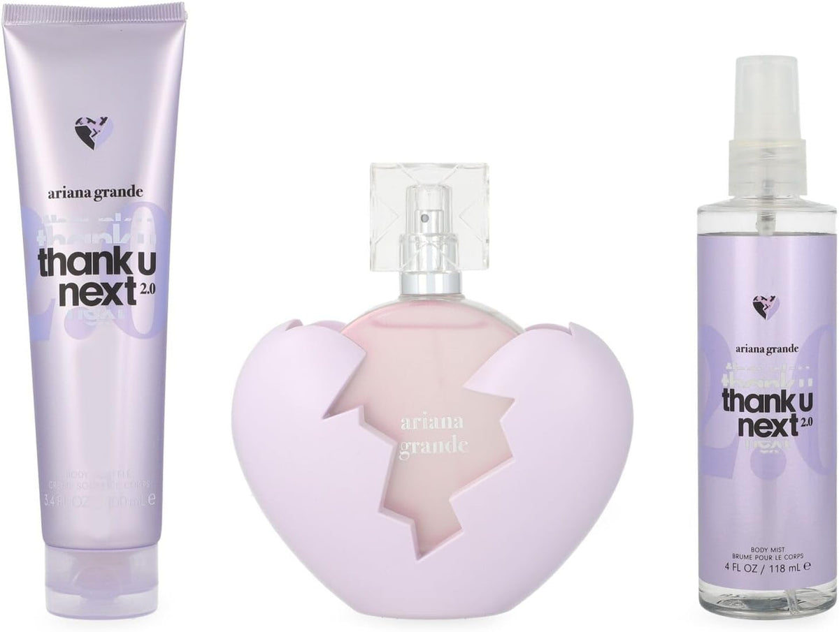 Set Ariana Grande Thank U Next 2.0 3Pzs 100Ml Edp Spray/ Body Mist 118Ml Spray/ Body Souffle 100Ml - Mujer