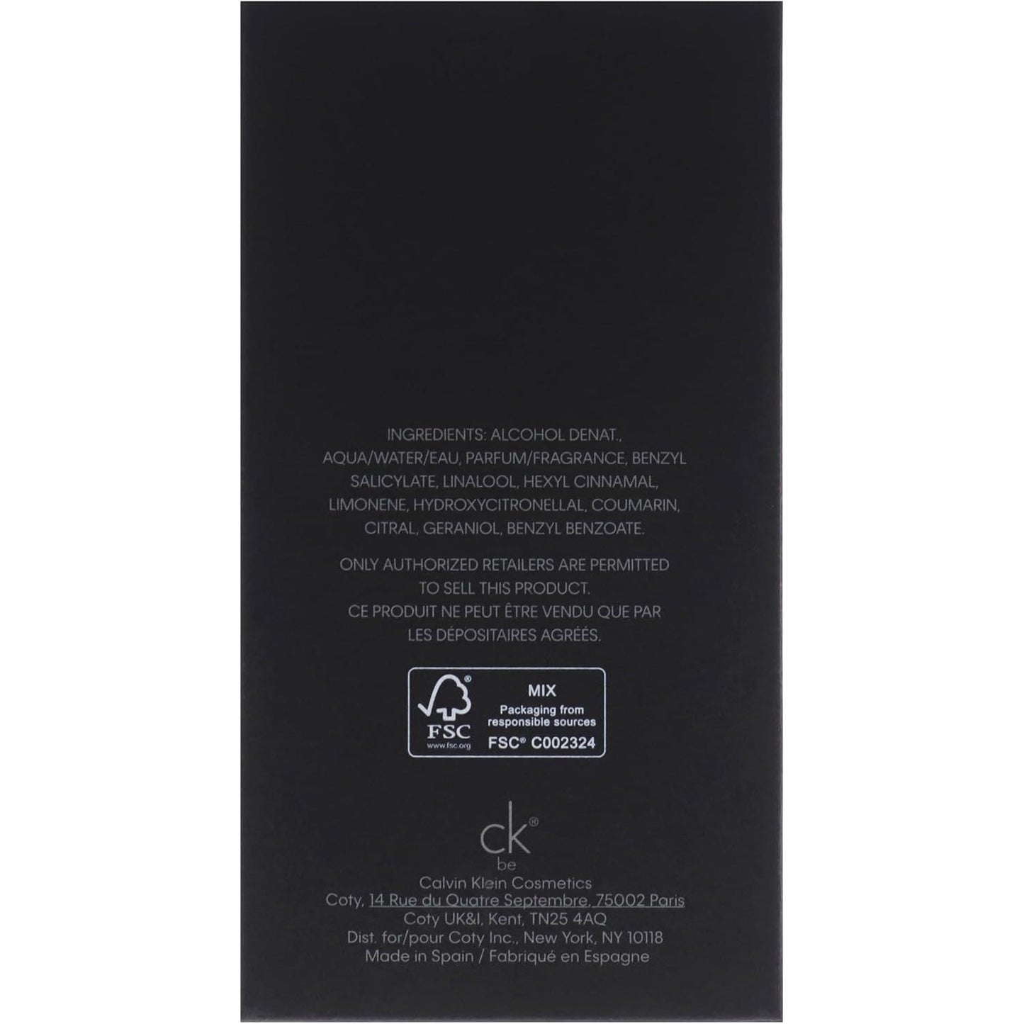 Ck Be Unisex Calvin Klein 100 ml Edt Spray - Hombre