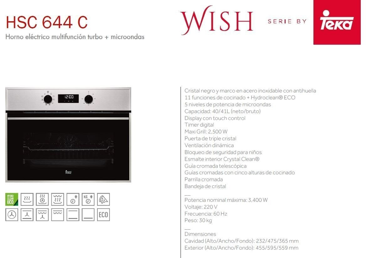 Horno Teka Empotrable HSC 644 C Multifuncion Turbo + Microondas 40587605 - PriceOnLine