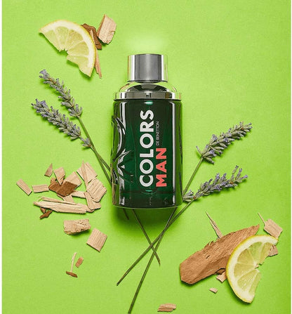 Benetton Set Colors Green 2 Pz para Hombre Fragancia Amaderada con Bergamota Cilantro y Cedro 2018