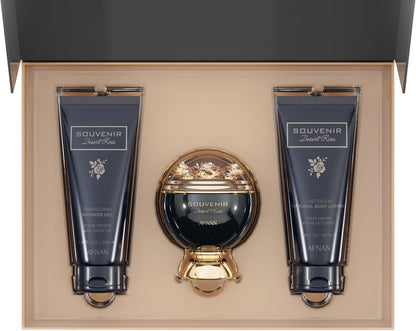 Set Afnan Souvenir Desert Rose 3Pzs 100Ml Edp Spray/ Body Lotion 100Ml/ Shower Gel 100Ml - Mujer