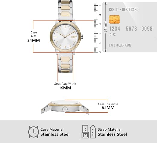 Donna Karan Reloj Ny6621 para Mujer con Diseño Elegante y Pulsera de Acero Inoxidable y Oro