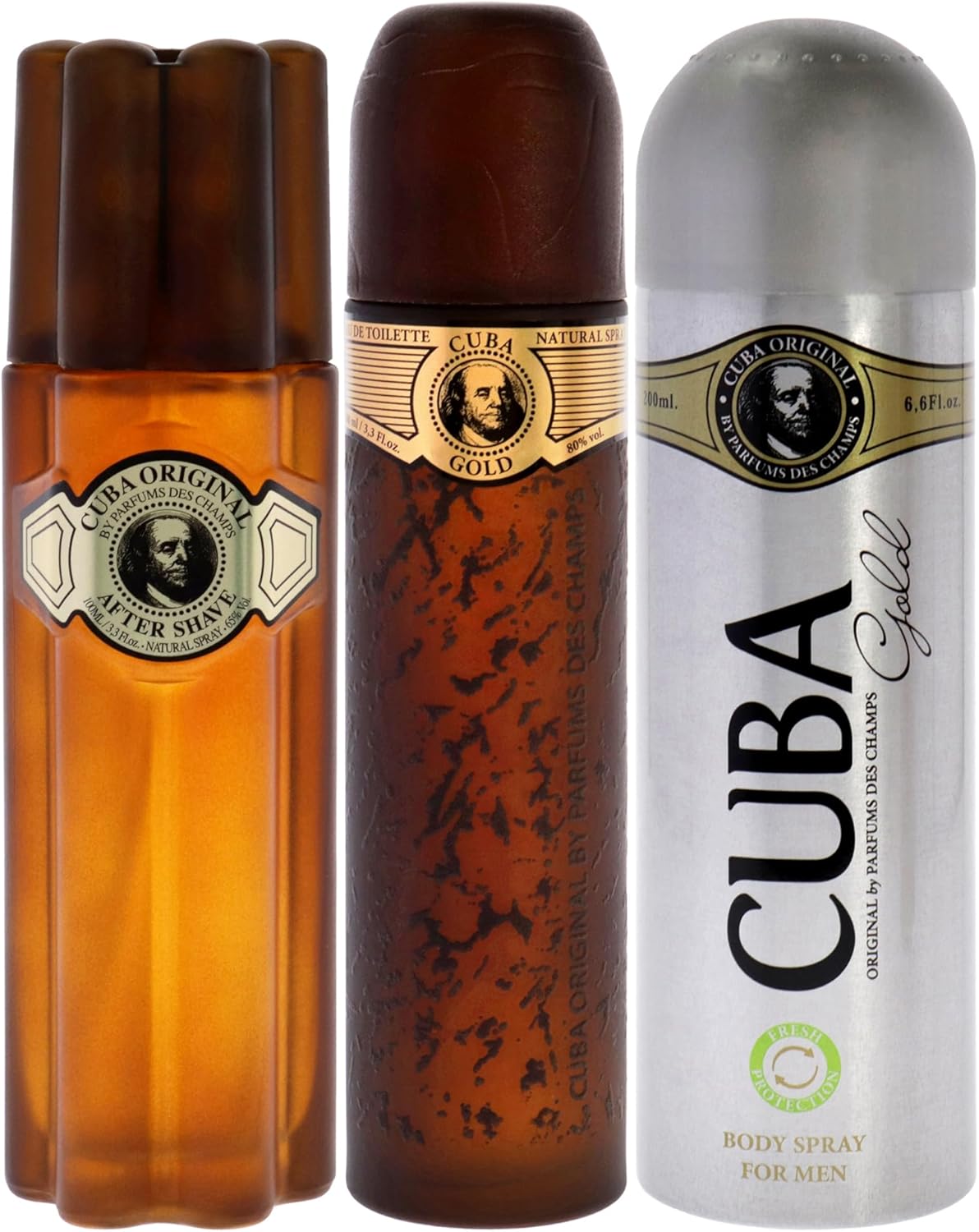 Cuba Gold Des Champs 3 Pz - Hombre Fragancia Amaderada Aromática con Lavanda Vetiver Bergamota y Jazmín para Hombres