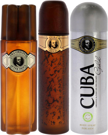 Cuba Gold Des Champs 3 Pz - Hombre Fragancia Amaderada Aromática con Lavanda Vetiver Bergamota y Jazmín para Hombres