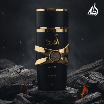 Lattafa Asad 100 ml Edp Spray para Hombre - Fragancia Ámbar con Notas Especiadas Vainilla y Clavo de Olor