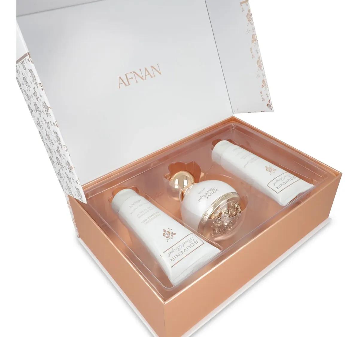 Set Afnan Souvenir Floral Bouquet 3Pzs 100Ml Edp Spray/ Body Lotion 100Ml/ Shower Gel 100Ml - Mujer