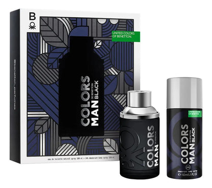 Set Benetton Colors Black 2Pzs 100Ml Edt Spray/ Desodorante 150Ml Spray - Hombre