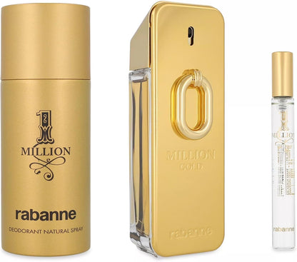 Set Million Gold Intense 3Pzs 100Ml Edp Spray/ Desodorante 150Ml Spray 100Ml/ 10Ml Edt Spray - Hombre