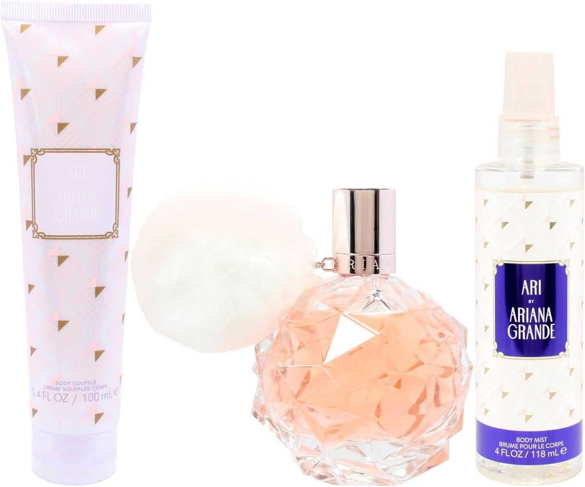 Set Ari By Ariana Grande 3Pzs 100Ml Edp Spray/ Body Mist 118Ml Spray/ Body Souffle 100Ml - Mujer