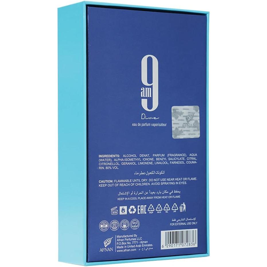 9am Dive Unisex Afnan 100 ml Edp Spray - Unsex