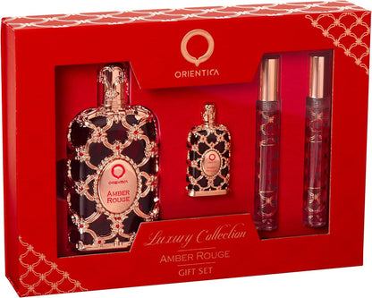 Set Orientica Luxury Collection Amber Rouge 4Pzs 80Ml Edp Spray/ 7.5Ml Edp/ 10Ml Edp Spray X2 - Unsex
