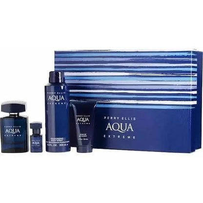 Set Perry Ellis Aqua Extreme 4Pzs 100Ml Edt Spray/ Shower Gel 50Ml/ Desodorante 170Ml Spray/ 7.5Ml Edt Spray - Hombre