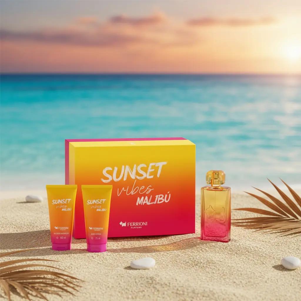 Ferrioni Set Ferrioni Sunset Vibes Malibu 3Pzs 100Ml Edt Spray/ Body Shampoo 100Ml/ Body Lotion 75Ml - Mujer