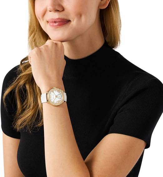 Michael Kors Reloj Mk4818 para Mujer con Correa Blanca y Dial con Números Romanos Elegante y Sofisticado