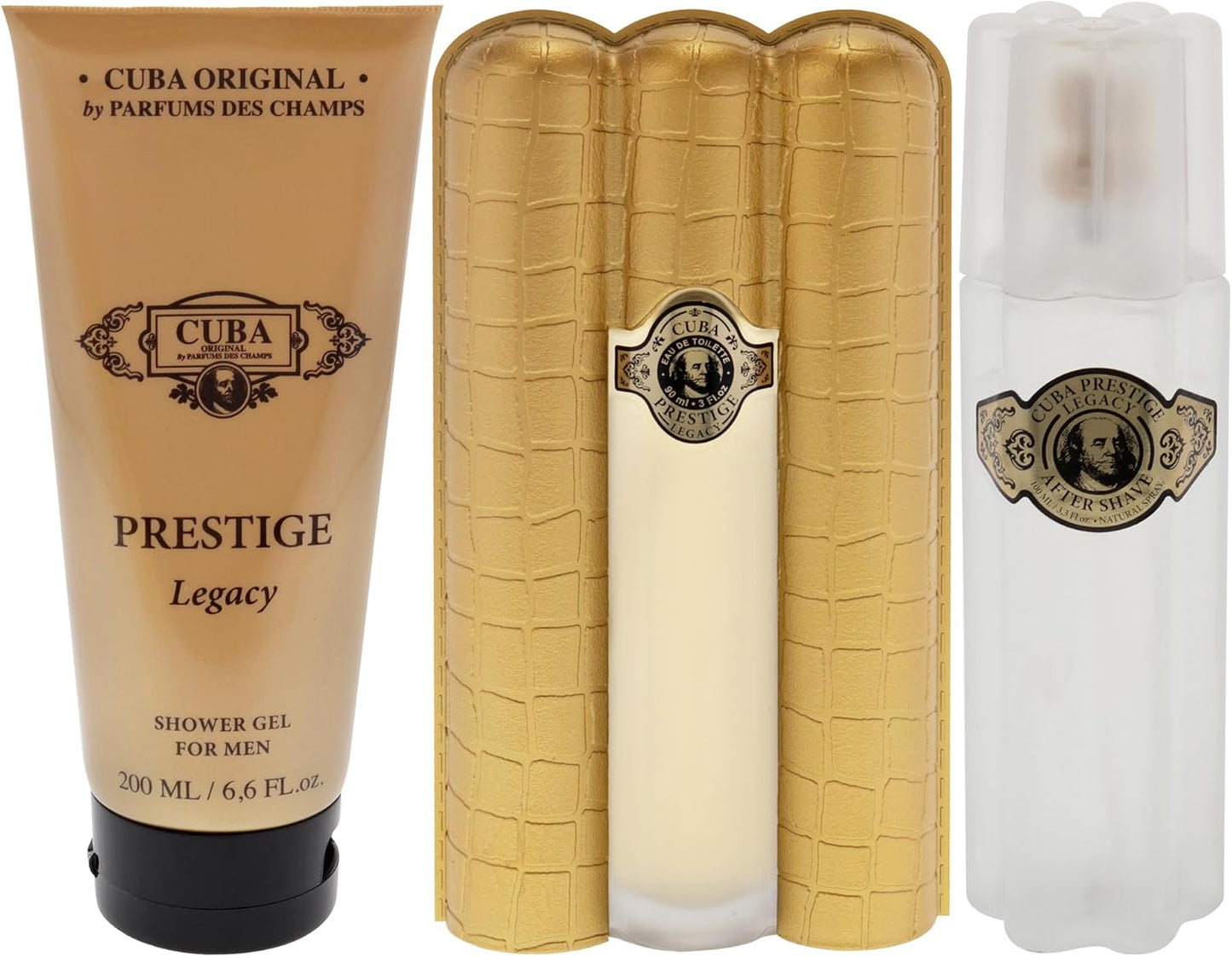 Set Cuba Prestige Legacy 3Pzs 90Ml Edt Spray/ Shower Gel 200Ml/ After Shave 100Ml Spray - Hombre