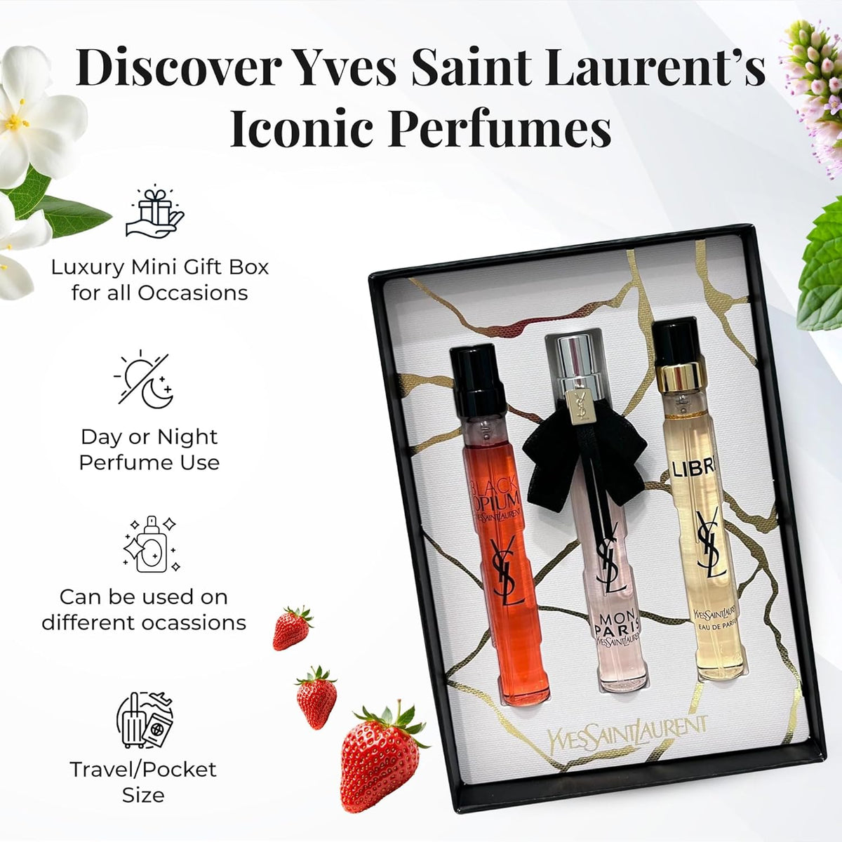 Set Mini Yves Saint Laurent 3Pzs Mon Paris 10Ml Edp Spray/ Libre 10Ml Edp Spray/ Black Opium 10Ml Edp Spray - Mujer