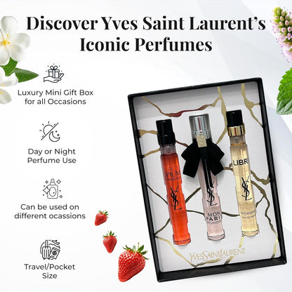 Set Mini Yves Saint Laurent 3Pzs Mon Paris 10Ml Edp Spray/ Libre 10Ml Edp Spray/ Black Opium 10Ml Edp Spray - Mujer