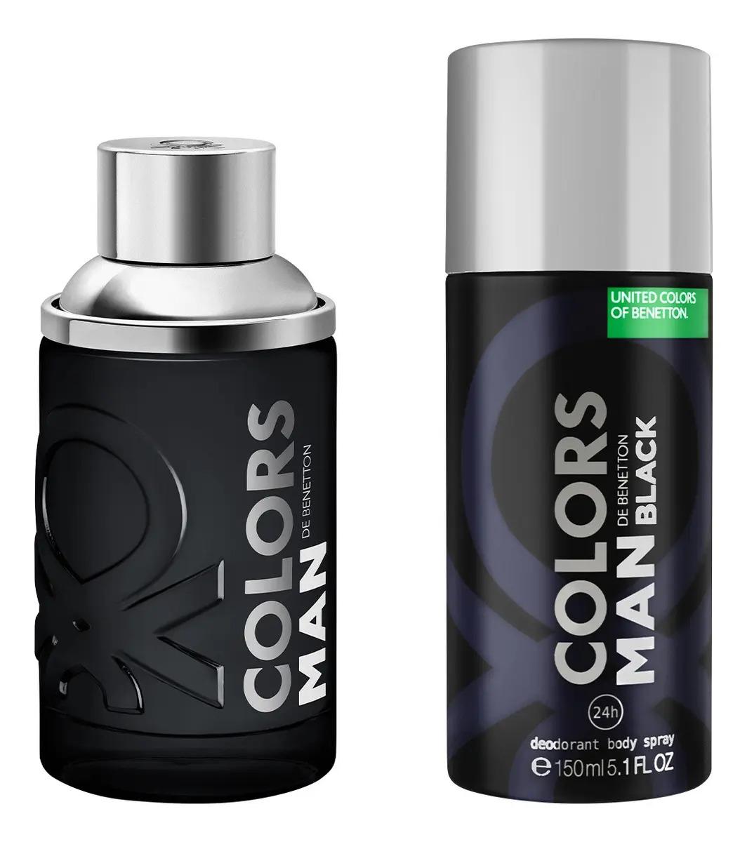 Set Benetton Colors Black 2Pzs 100Ml Edt Spray/ Desodorante 150Ml Spray - Hombre
