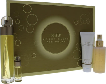 Perry Ellis Set 360° 4Pz 100Ml Edt Spray Shower Gel 90Ml 7.5Ml Edt Spray - Mujer