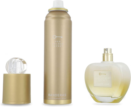 Set Banderas Her Golden Secret 2Pzs 80Ml Edt Spray/ Desodorante 150Ml Spray - Mujer