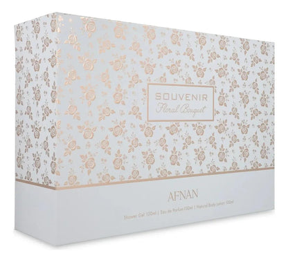 Set Afnan Souvenir Floral Bouquet 3Pzs 100Ml Edp Spray/ Body Lotion 100Ml/ Shower Gel 100Ml - Mujer