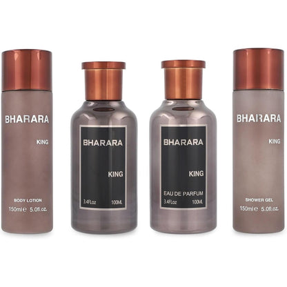 Bharara Set King 4 pz para Hombre Fragancia Frutal con Notas de Naranja Bergamota y Limón 150ml