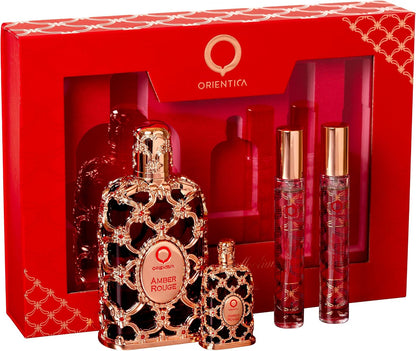 Set Orientica Luxury Collection Amber Rouge 4Pzs 80Ml Edp Spray/ 7.5Ml Edp/ 10Ml Edp Spray X2 - Unsex