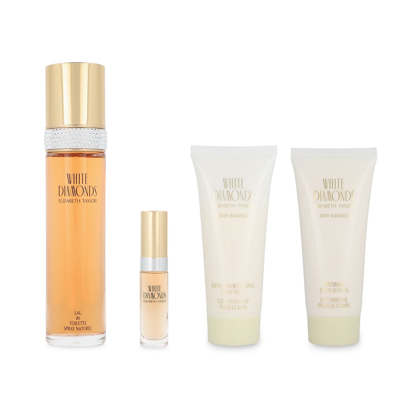 Set Elizabeth Taylor White Diamonds 4Pzs 100Ml Edt Spray/ Body Lotion 100Ml/ Body Wash 100Ml/ 10Ml Edt Spray - Mujer