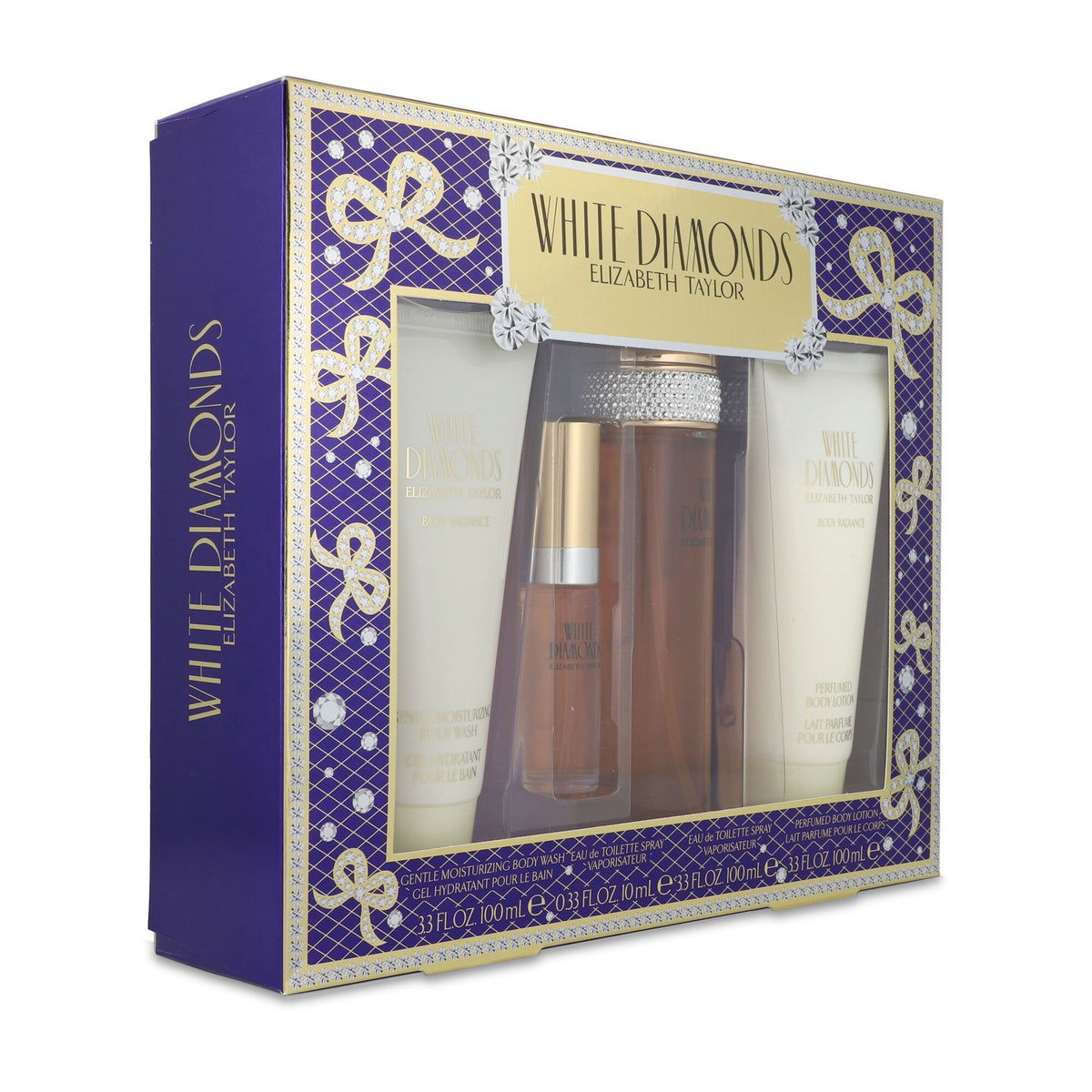 Set Elizabeth Taylor White Diamonds 4Pzs 100Ml Edt Spray/ Body Lotion 100Ml/ Body Wash 100Ml/ 10Ml Edt Spray - Mujer