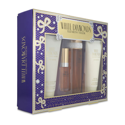 Set Elizabeth Taylor White Diamonds 4Pzs 100Ml Edt Spray/ Body Lotion 100Ml/ Body Wash 100Ml/ 10Ml Edt Spray - Mujer