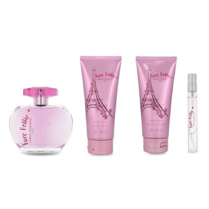 Set Carlo Corinto Fare Follie 4Pzs 100Ml Edt Spray/ Body Shampoo 100Ml/ Body Lotion 100Ml/ Hair Mist 10Ml Spray - Mujer