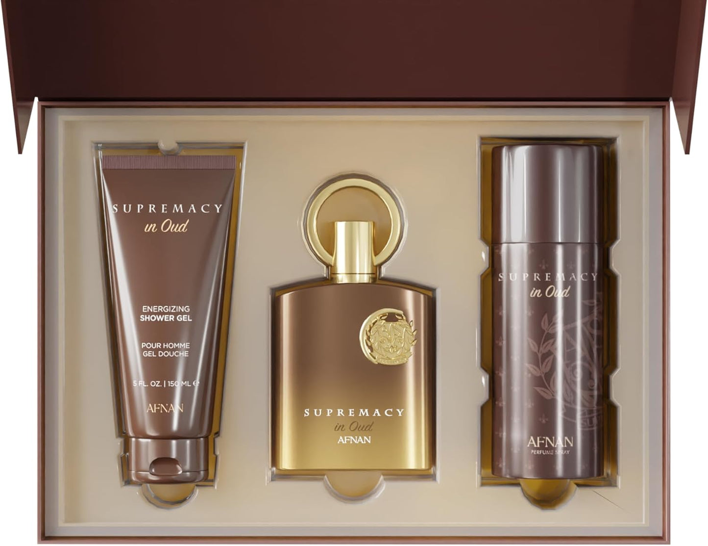 Set Afnan Supremacy In Oud 3Pzs 100Ml Extracto De Perfume Spray/ Desodorante 150Ml Spray/ Shower Gel 150Ml - Hombre